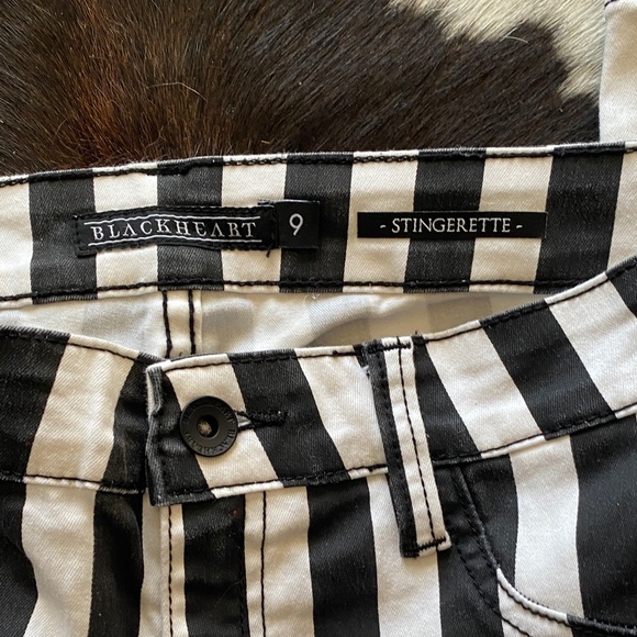 Striped Black and White Skinny Jeans - Picture 2 of 3